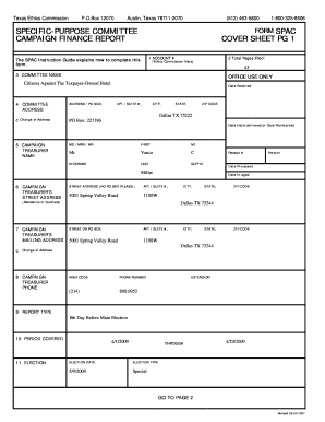 Texas Specific-Purpose Committee Form SPAC