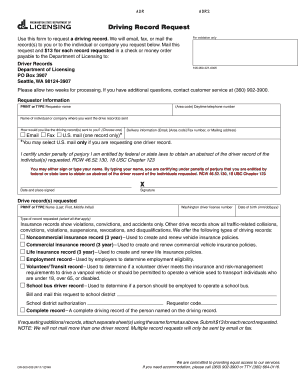 Washington Driving Record Request Form