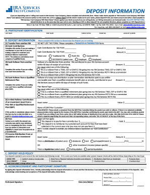 IRA Services Trust Company Deposit Information Form