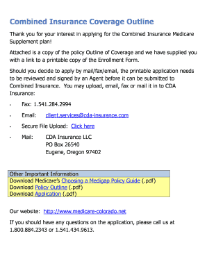 Combined Insurance Medicare Supplement Enrollment Form