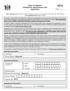 Delaware Salesperson Identification Card Application