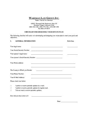 Estate Plan Design Checklist