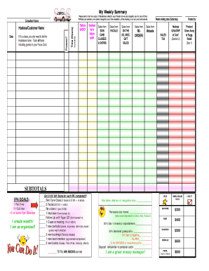 Mary Kay Weekly Sales Summary Form