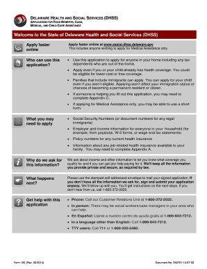 Delaware Application for Food Benefits, Cash, Medical, and Child Care Assistance