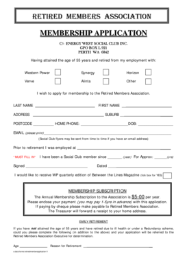 MEMBERSHIP APPLICATION - Energy West Social Club