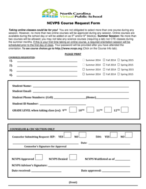 NCVPS Course Request Form