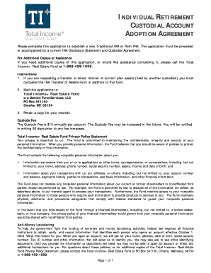 Traditional/Roth IRA Custodial Account Adoption Agreement