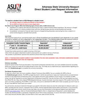 Arkansas State University Direct Student Loan Request