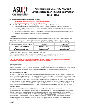 Arkansas State University Direct Student Loan Request Form