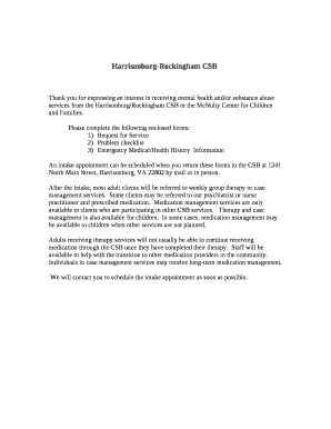Harrisonburg-Rockingham CSB Request for Service