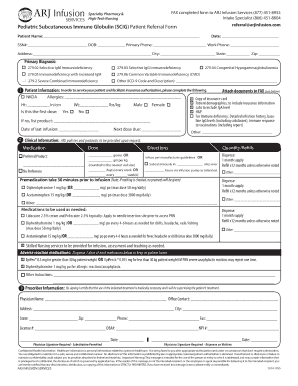 Pediatric Subcutaneous Immune Globulin Patient Referral Form
