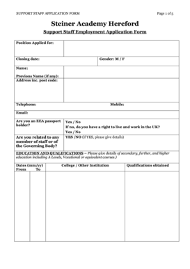 Support Staff Employment Application Form - steineracademyhereford