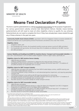 Singapore Means-Test Declaration Form
