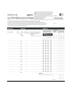 Cal/OSHA Form 300 Log of Work-Related Injuries and...