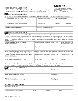 MetLife Beneficiary Change Form
