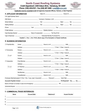 Beacon Roofing Supply Credit Application