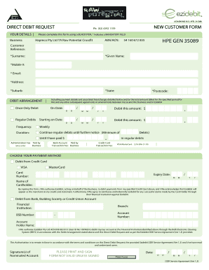 Direct Debit Request Form