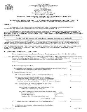 Emergency Tenant Protection Act Lease Addenda
