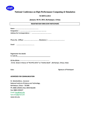 Registration Form (Participants) - Nist.edu