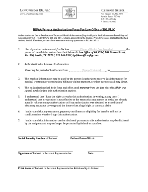 HIPAA Privacy Authorization Form