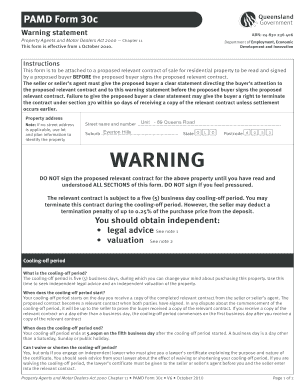 PAMD Form 30c Warning Statement