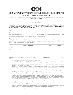 Proxy Form for Extraordinary General Meeting