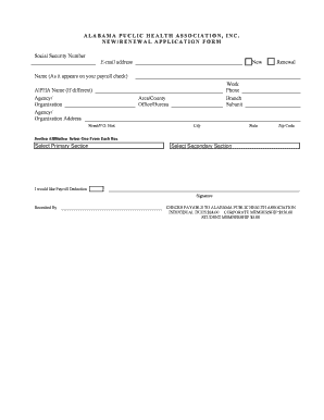 Alabama Public Health Association Membership Application