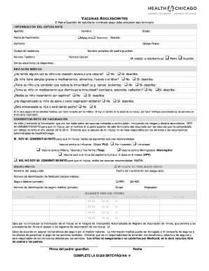 Formulario de Consentimiento de Vacunación para Adolescentes