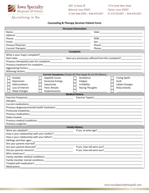 Counseling & Therapy Services Patient Form