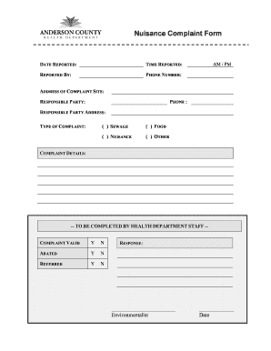 Nuisance Complaint Form