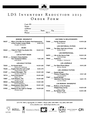 LDS Inventory Reduction Order Form