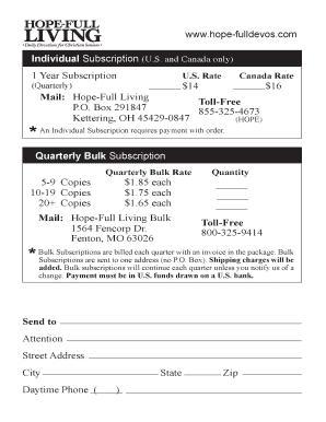 Hope-Full Living Subscription Form