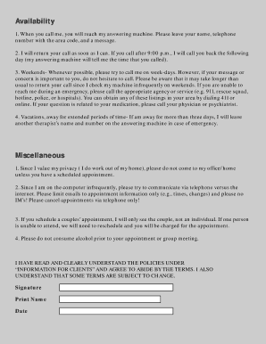 Client Questionnaire and Agreement