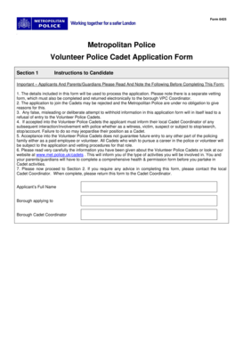 Volunteer Police Cadet Application Form