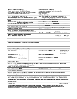Material Safety Data Sheet for Bio-Groom Super Foam Coat Dressing