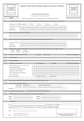 Request for New PAN Card or Changes in PAN Data
