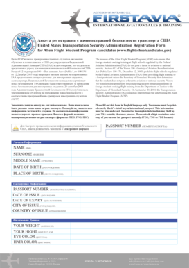 Alien Flight Student Program Registration Form