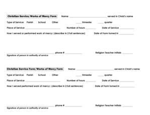 Christian Service Works of Mercy Form