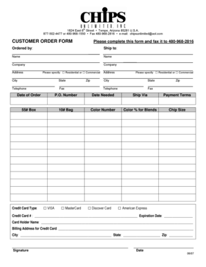 Customer Order Form