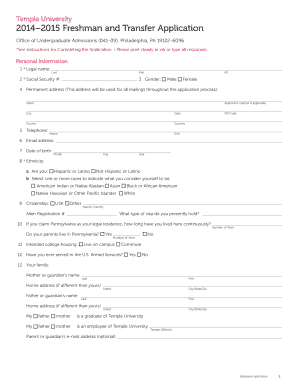Temple University Freshman and Transfer Application