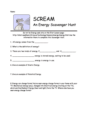 Energy Scavenger Hunt Form