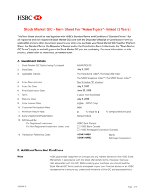 Stock Market GIC Term Sheet