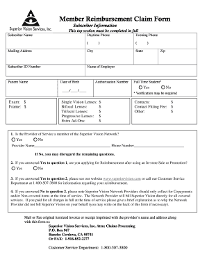 Member Reimbursement Claim Form