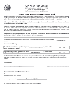 Student Image and Work Consent Form