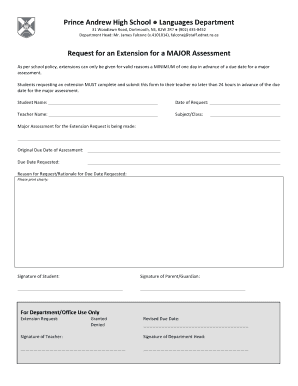 Major Assessment Extension Request Form