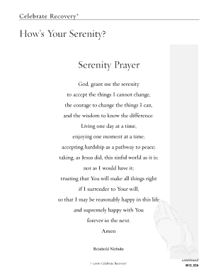 Full Serenity Prayer Celebrate Recovery Fill Online Printable Fillable Blank Pdffiller
