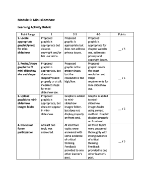 Learning Activity Rubric