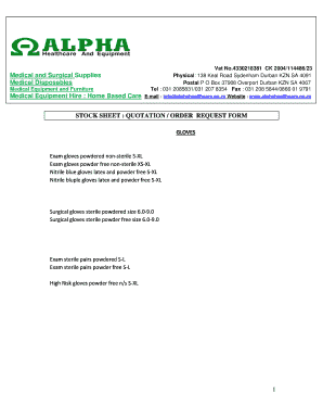 Medical Supplies Quotation Order Request Form