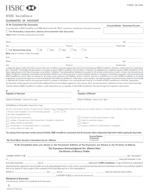 HSBC InvestDirect Account Guarantee Form