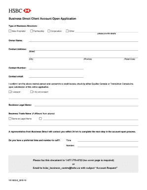 Business Direct Client Account Open Application